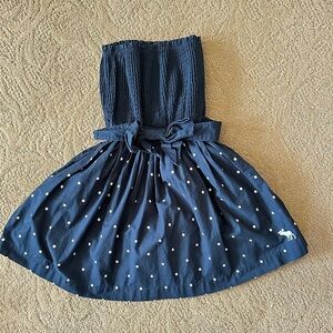 Vintage Y2K Abercrombie & Fitch Navy Polka Dot Strapless Dress – Size XS